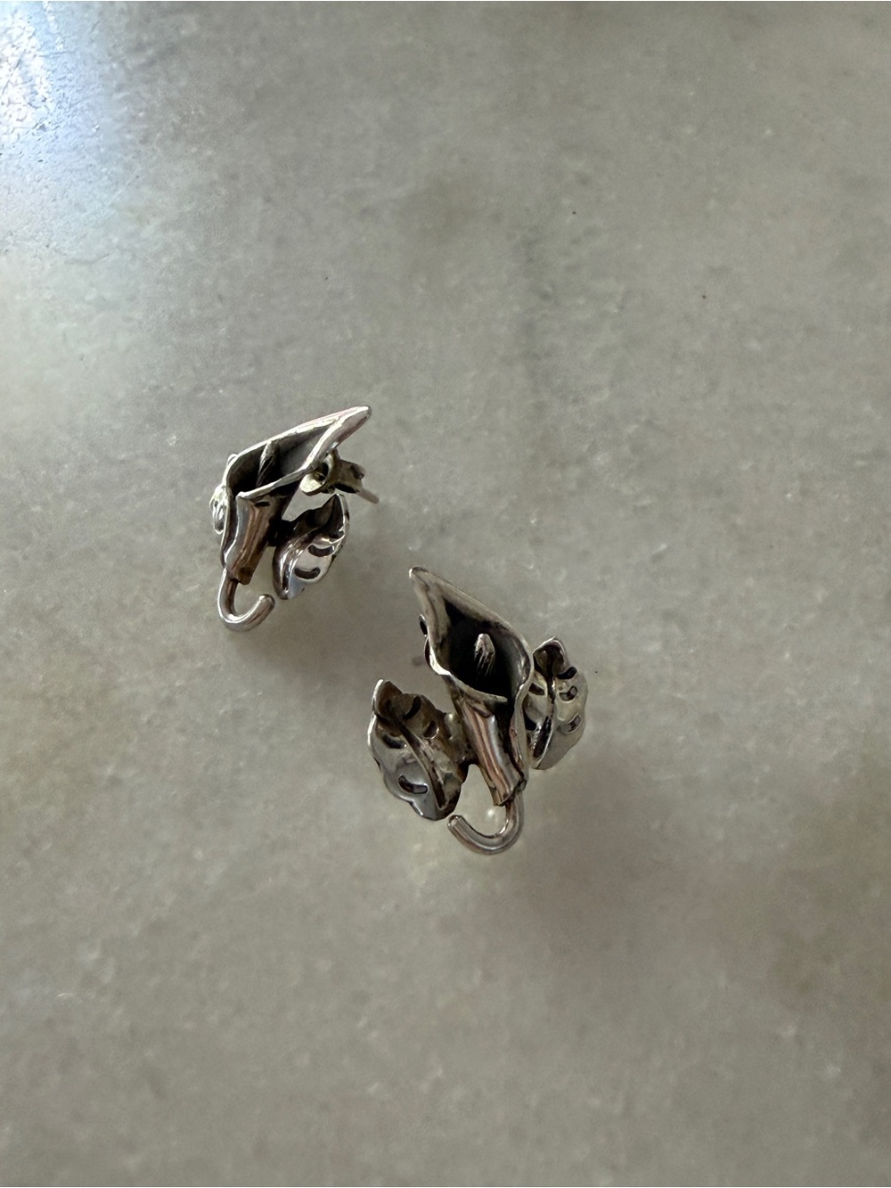 Silver Floral Leaf Clip-On Earrings